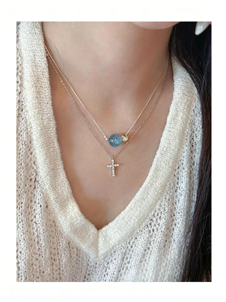 Silberfarbene Halskette mit einzelnem runden künstlichen Imitationskristall-Anhänger für Damen und Herren, Box-Kette, zierlicher Choker, Schmuck, Geschenk – Detail 9