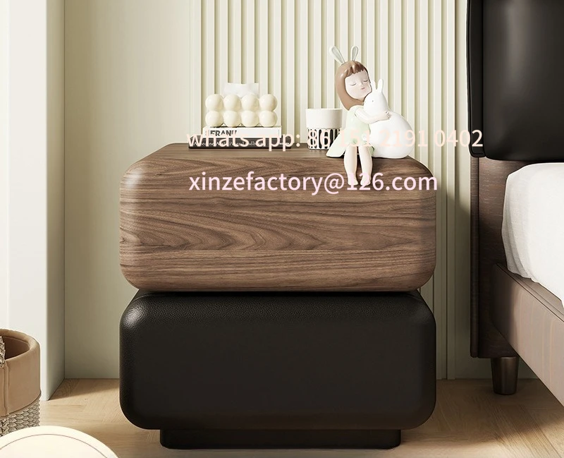

Customizable winter antique rotating solid wood bedside table bedroom light luxury high sense simple modern storage cabinet