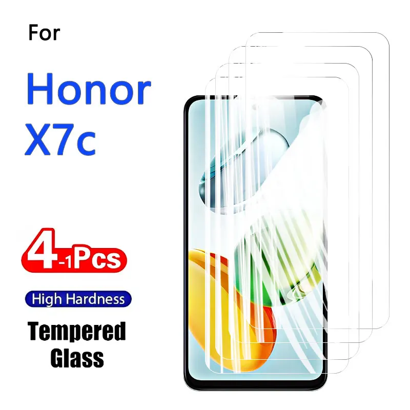 1-4PCS Displayschutzfolien Für Honor X7c Gehärtetes Glas Kristall 9H Schutz Hohe Aluminium Anti Scratch Fall Freundliche fingerabdruck
