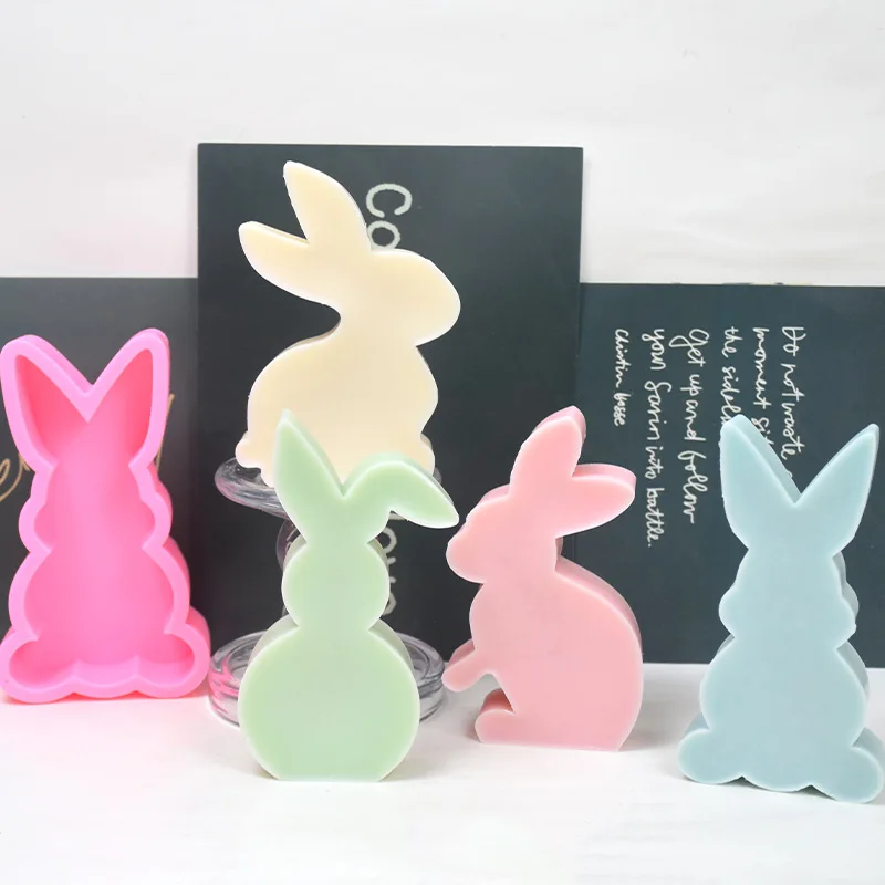 Easter Cute Rabbit Silicone Moulds Gypsum Car Mounted Incense Expanding Gypsum Decoration Mold Aromatherapy Candle Resin Molds