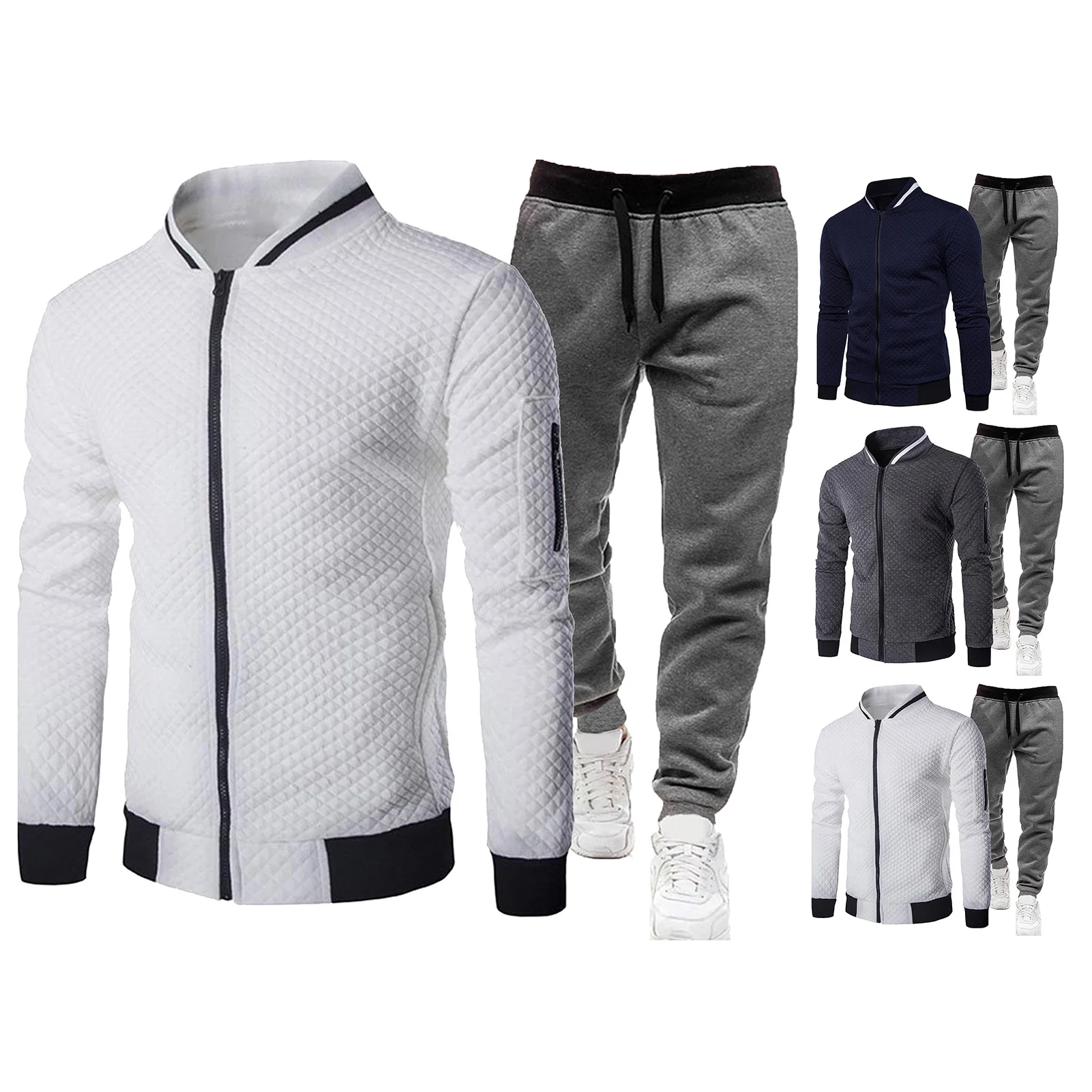 Men\'s casual suit, regular fit, two-piece jacket and trousers suit, solid color design.