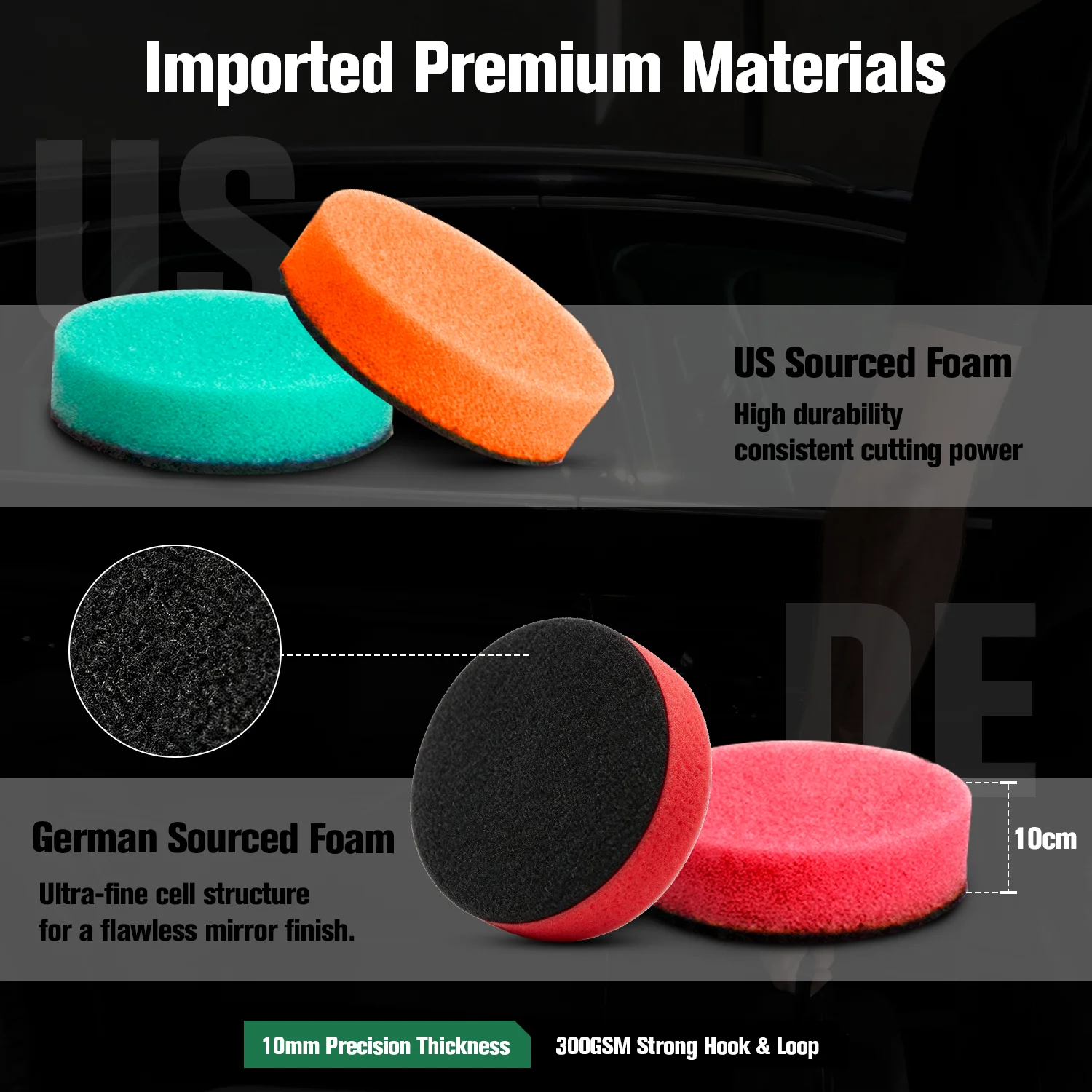 BATOCA 1" 2" 3" Mini Polishing Pad Kit Car Detailing Sponge Buffing Pads Wool Microfiber for DA/RO Polisher 9/18/21 Pcs view 2
