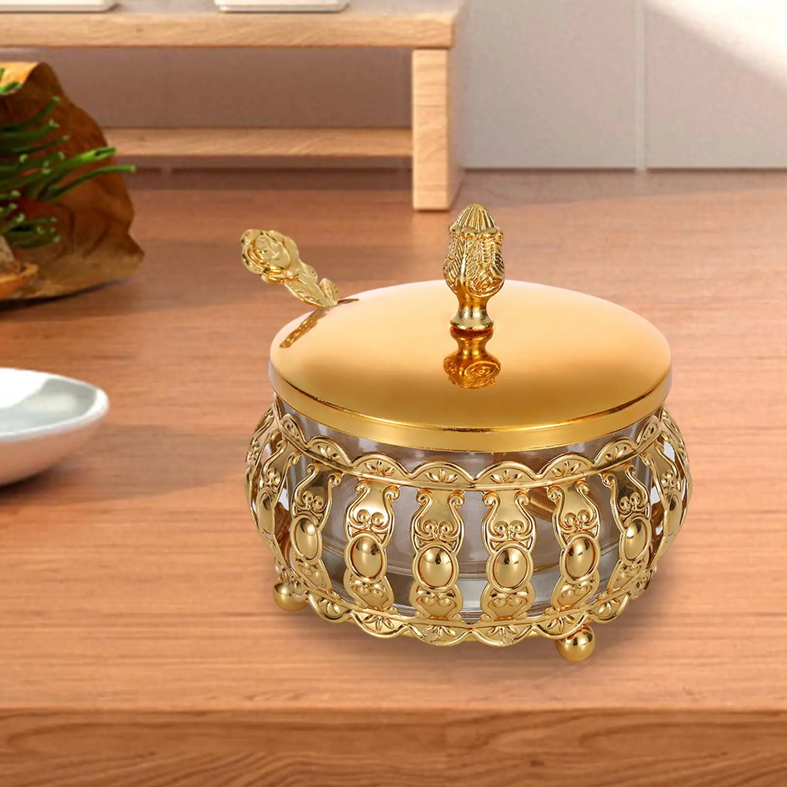 

Luxury Decorative Jar with Spoon Elegant Lidded for Kitchen Holiday Wedding