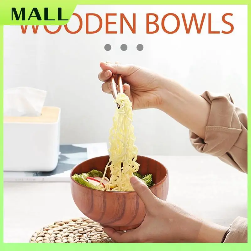 MALL Jujube Japanese-Style Wooden Bowl Wooden Rice Bowl Noodle Bowl Solid Wood Bowl, Diameter 4.5 Inches By 2-5 / 8 Inches, For