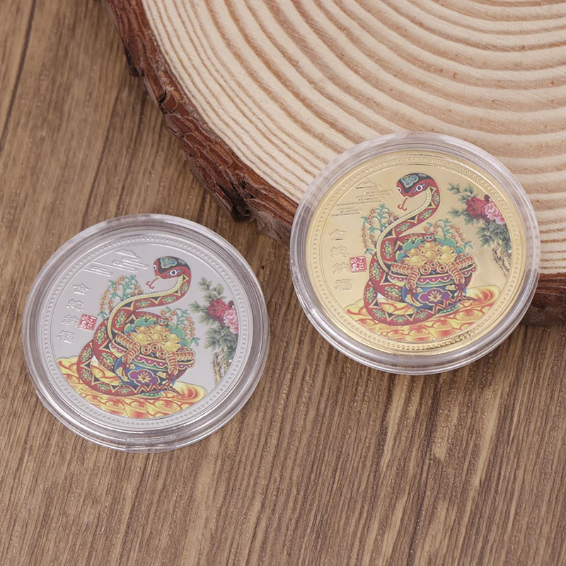 

2025 New Year Of The Snake Commemorative Coins Chinese Zodiac Medals 3D Coins Collectibles Art Collection Gift New Year Coins