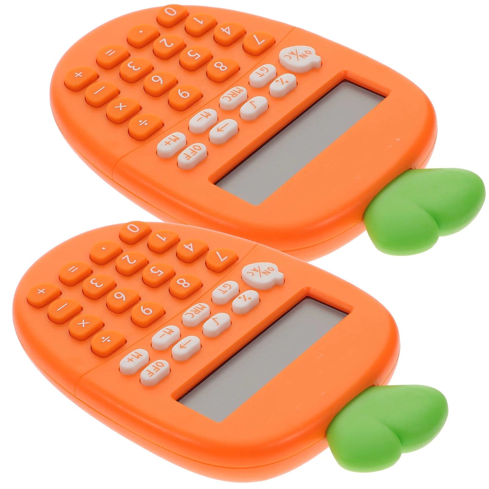 

2Pcs Calculator Carrot Inspired 12-Digit Plastic Portable Electronic for Student Learning Office Work Mini Lightweight