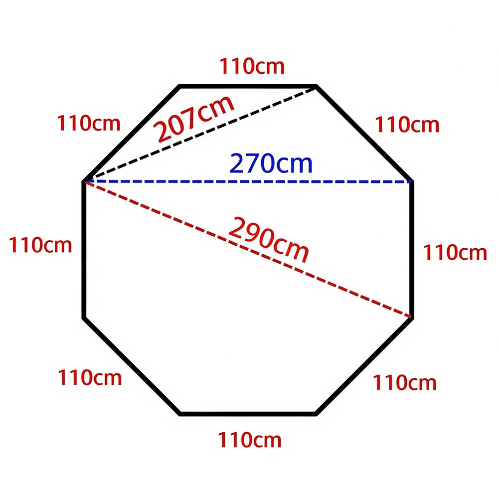 Waterproof Octagonal Groundsheet for Tents Engineered with 210D Highly Water Resistant Oxford Fabric for Camping Picnic Beach