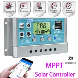 Yeni MPPT Solar Şarj KONTROLÖRÜ 12V 24V 30A 20A 10A 100W-400W Solar Regülatörü Pil Şarj Cihazı LCD Ekran Çift USB 5V Çıkış