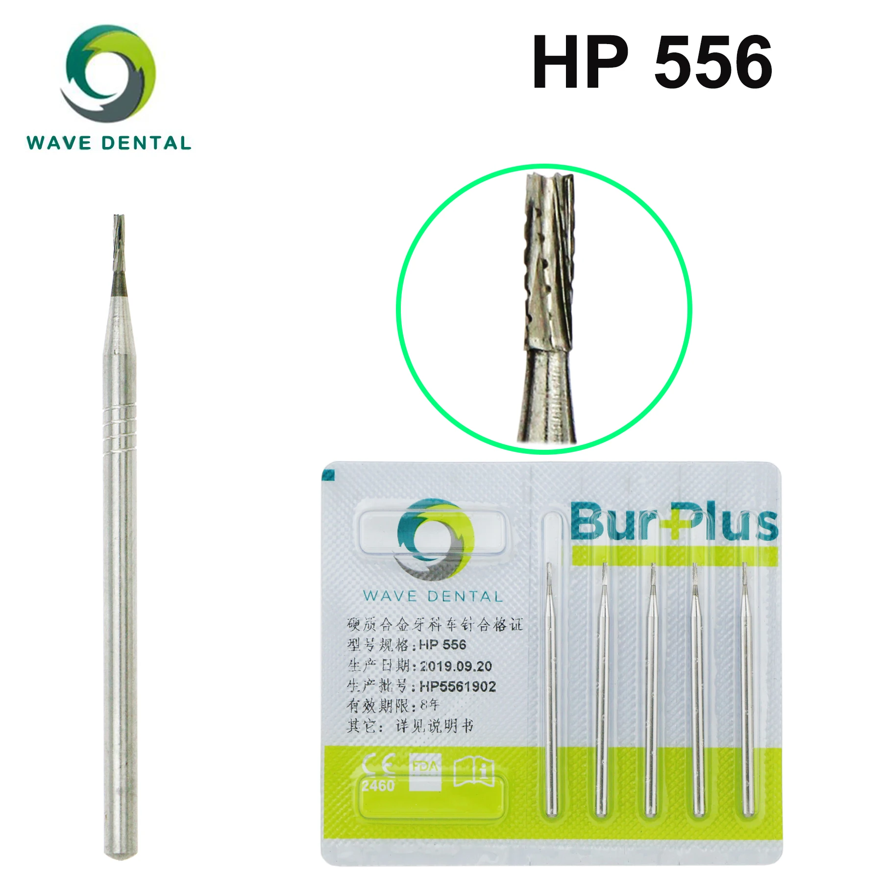 WAVE Dental Tungsten Carbide Burs Straight Fissure Head  For Straight Handpiece or Micro Motor Handpiece HP556