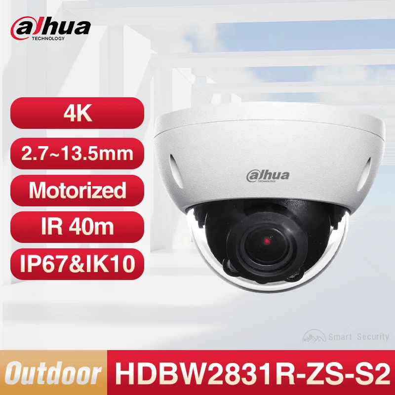 Dahua 4K Outdoor Dome Camera 8MP Motion Detection CCTV Motorized Vari-focal 2.7~13.5 mm IP67&IK10 protection IPC-HDBW2831R-ZS-S2