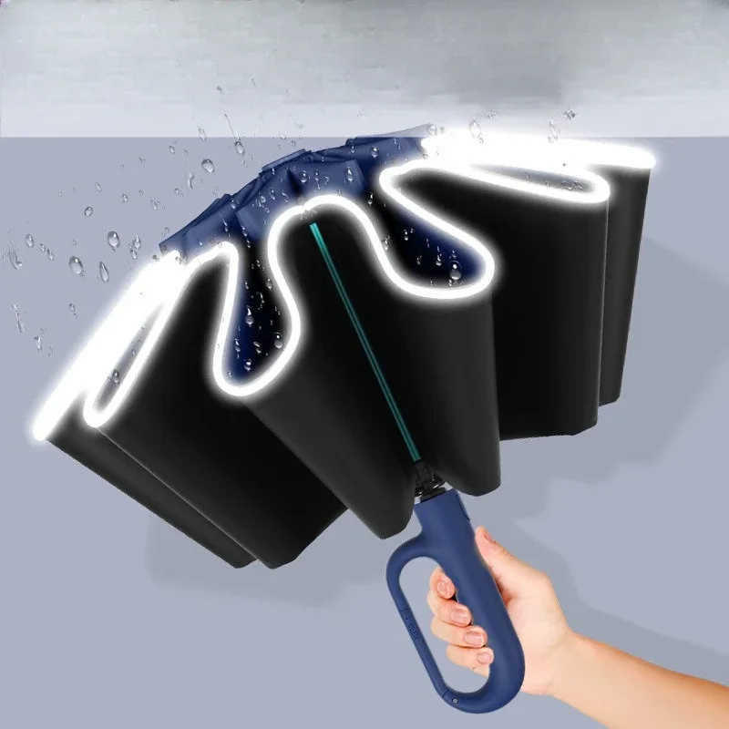 

Auto Reverse Folding Umbrella, Double Stormproof Windproof Design, Hydrophobic Quick-Dry Canopy, Rain & Sun Dual-Use Compact