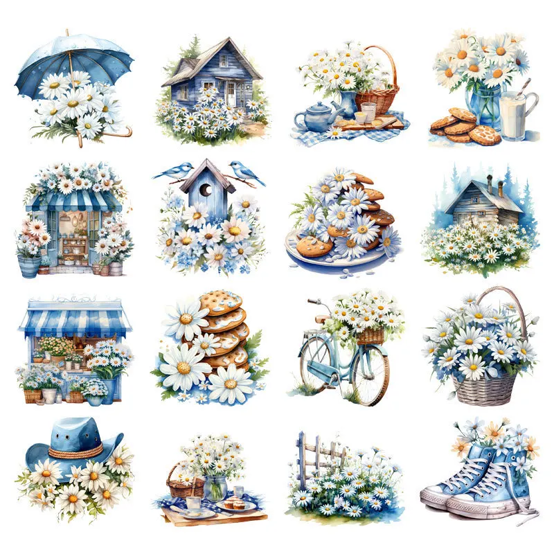 Beautiful Little Daisy Iron On Patches Sun Flower Heat Transfer Stickers Clothes Stripes Women Thermal Stickers T-Shirt Applique