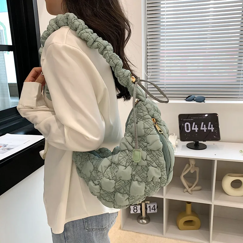 Morandi Macaron Color Women's Hobo Cloud Bag Crossbody Tote 2023 Summer Fashion Trend Designer Zipper Pocket Cute Korean Style