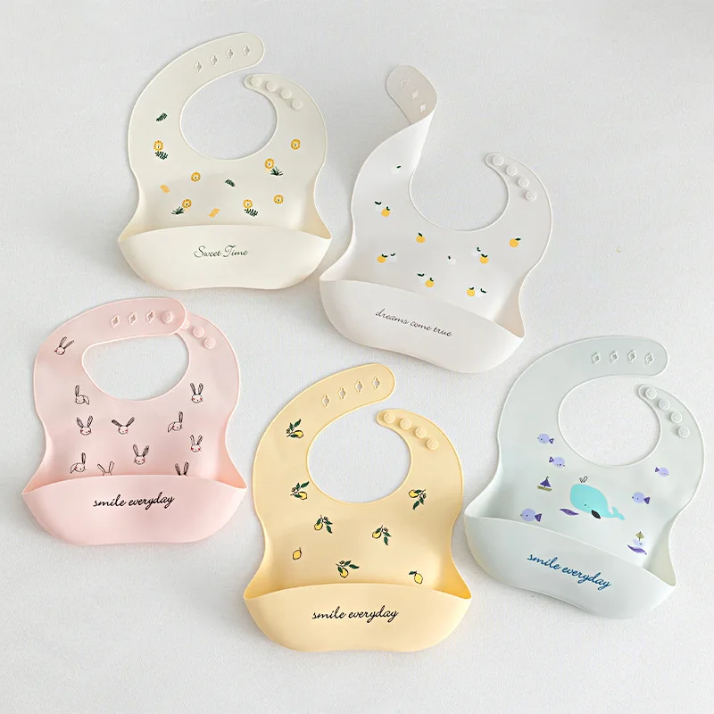 

Ins Popular Maternal and Infant Products Baby Bib Waterproof Children's Silicone Bib, Baby Saliva Rice Pocket Leave-in Summer
