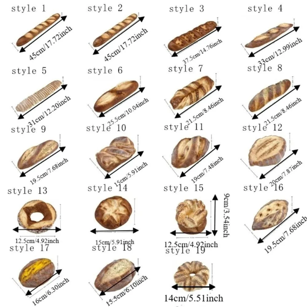 Durable Soft PU Faux Bread Realistic Interesting Imitation French Bread Non-Toxic Decorative Toast Model Home Decoration