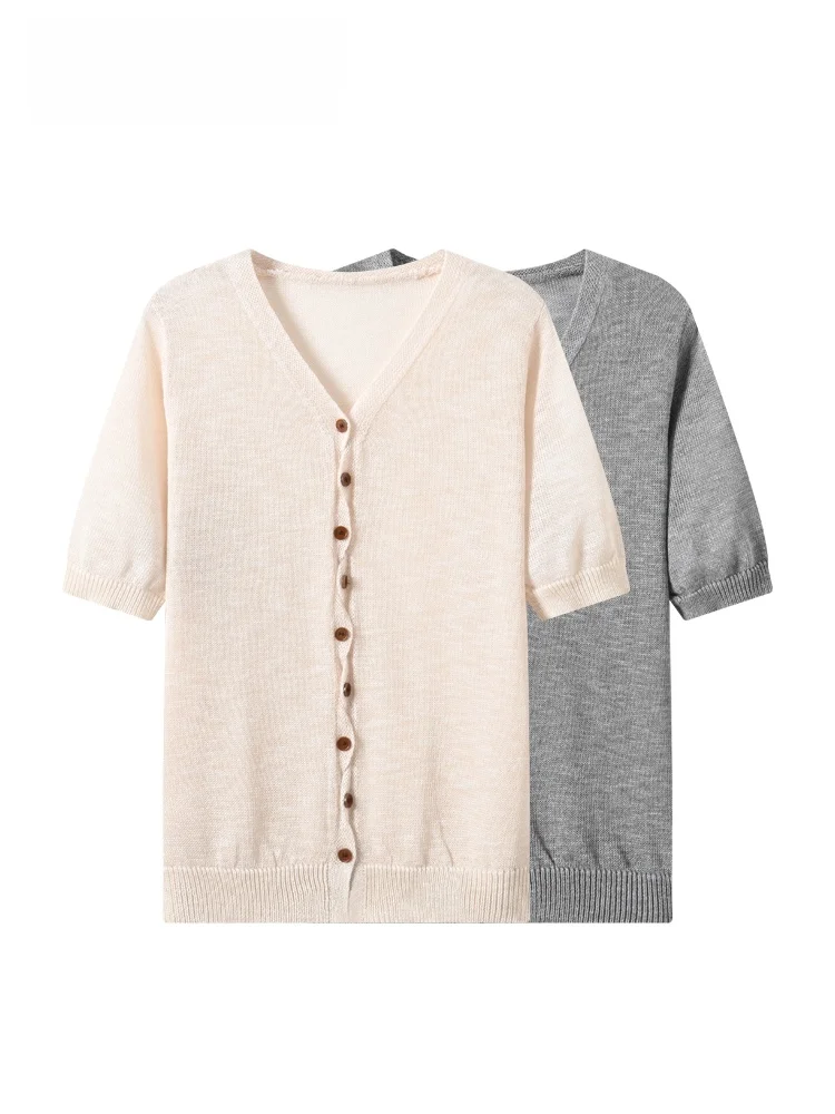 

plus Size Women's T-Shirt Short Sleeve V-Neck Casual Breathable Summer Fashionable Versatile Ice Silk Knitted Top for Plump S...