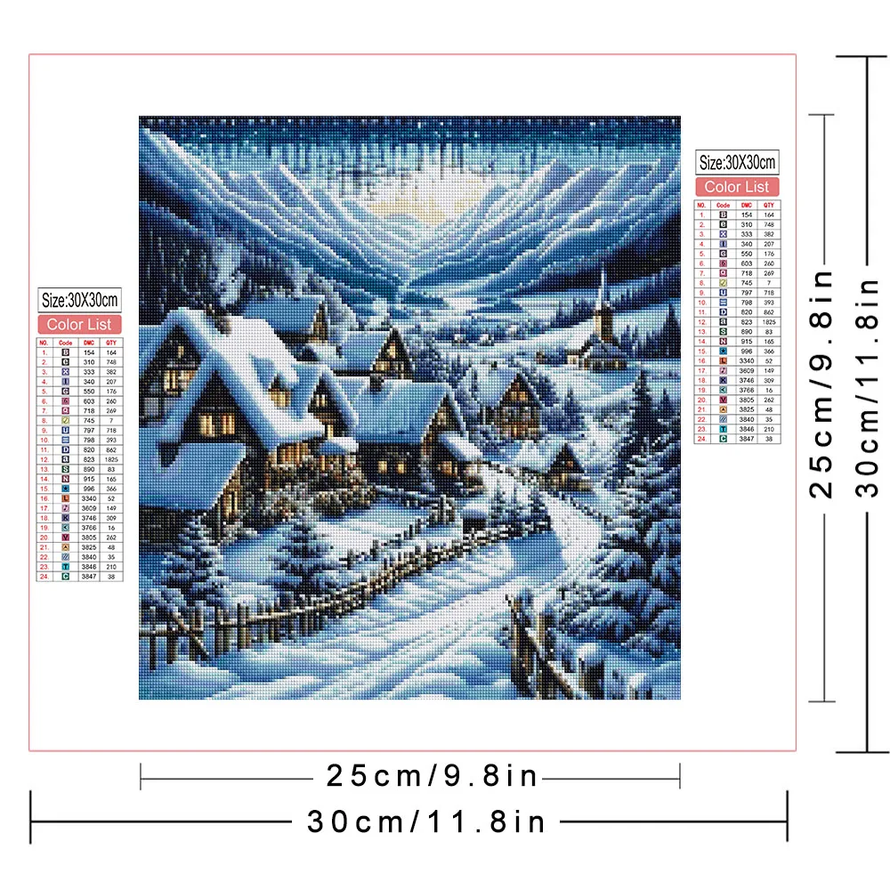 AZQSD Diamond Mosaic House Landscape Square Handmade Unique Gift Diamond Painting Snow City Christmas Home Decoration