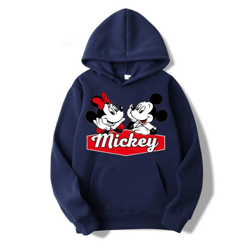 Disney Mickey Minnie Mouse Cartoon Anime Women Pullover Spring Autumn Men Oversized Hoodie Casual Couple Sweatshirt Clothes Tops