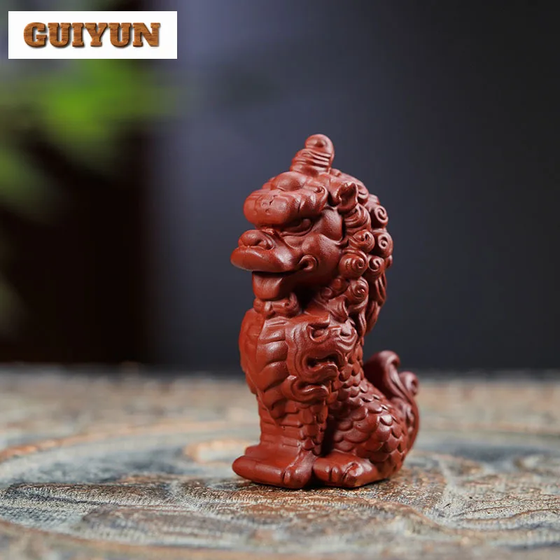 Exquisite Lion Art Purple Clay Tea Pet Ornament Handmade Wealth Sculpture Tea Play Figurine Toys Statue Desktop Ornaments Crafts