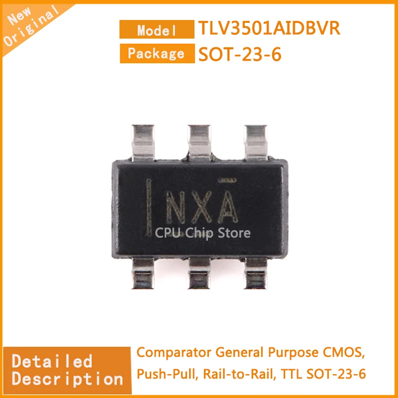 10Pcs/Lot  New Original   TLV3501AIDBVR  TLV3501Comparator General Purpose CMOS, Push-Pull, Rail-to-Rail, TTL SOT-23-6