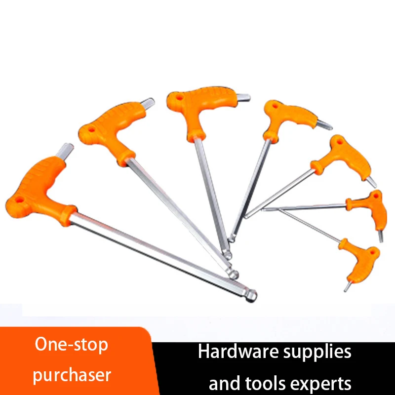 Crutch Shape Hexagonal Wrench Double Head Butyl Flat Head Extended T Hexagonal Screwdriver Household Hand Tools