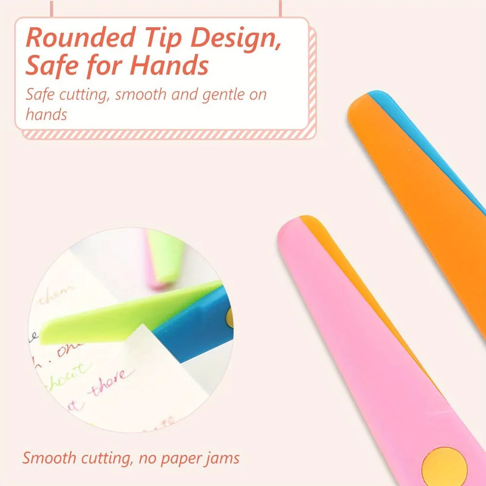 1-4pcs Safety Scissors Set - Plastic Dual-Colour Scissors Designed Arts and Paper Craft Supplies