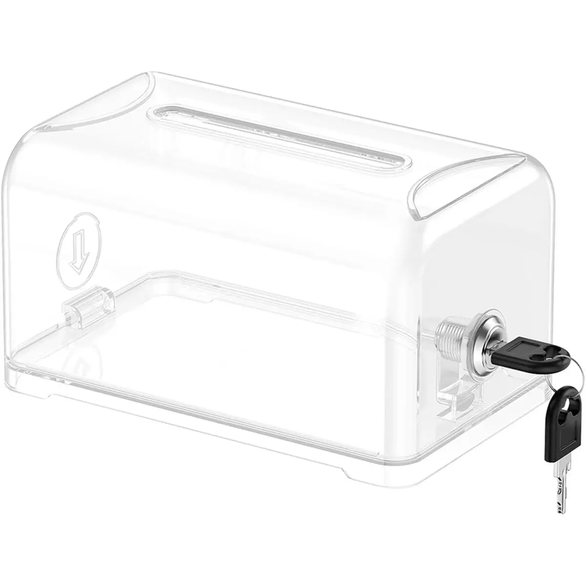 A24I Acrylic Donation Box for Fundraising, Clear Suggestion Box with Slot and Lock, Desktop Ballot Boxes Tip Jar