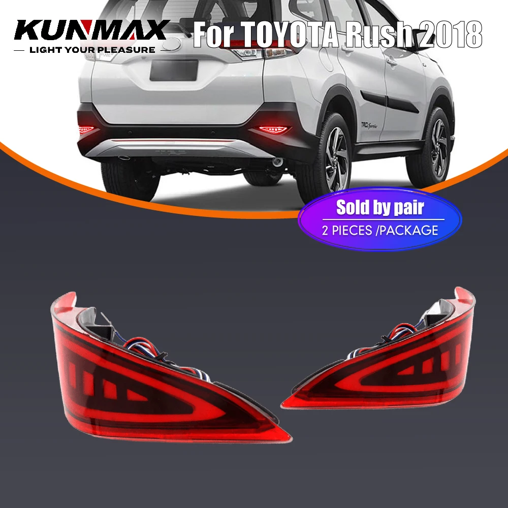 

2 шт. светодиодных задних бамперных фонарей-отражателей для TOYOTA Rush 2018, задние ходовые огни, стоп-сигналы, комплект задних бамперных фонарей