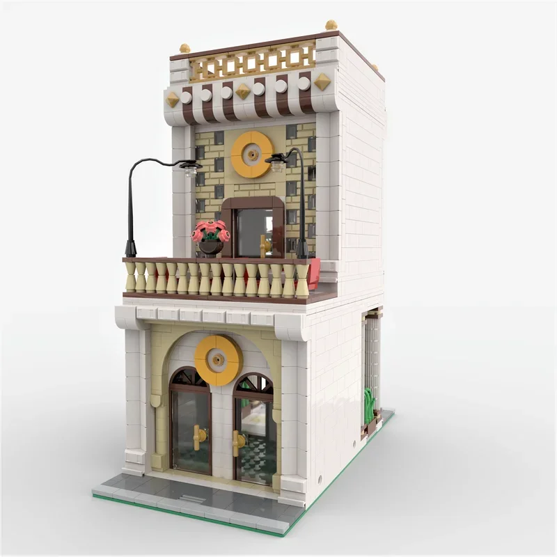 Street View รุ่น Moc Building Blocks Coffee House รุ่นเทคโนโลยีอิฐ DIY Assembly ของเล่นก่อสร้างของขวัญวันเกิดวันหยุด