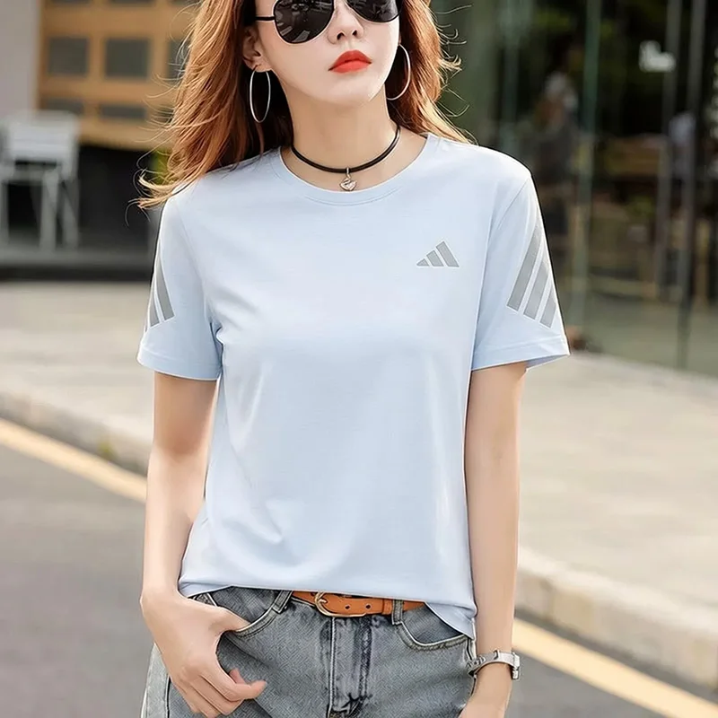 camiseta-deportiva-casual-de-cuello-redondo-y-manga-corta-para-mujer-adidas-verano-2026-ka6163