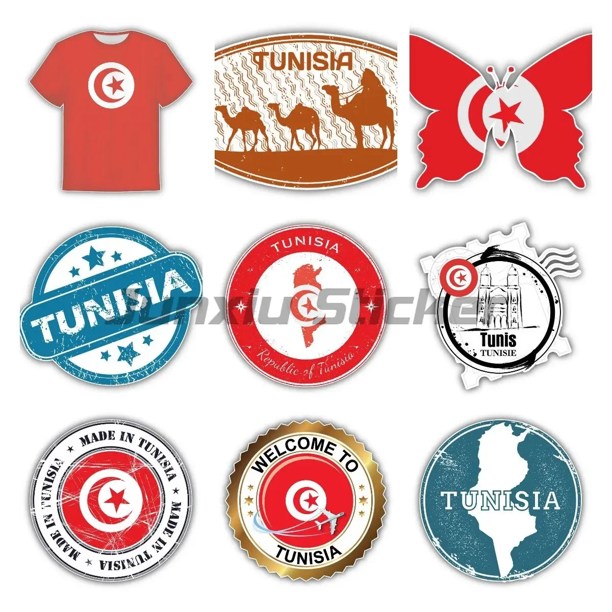 Tunisia Flag Vinyl Car Stickers Decorate Cars, Rooms, Wardrobes, Desks ...
