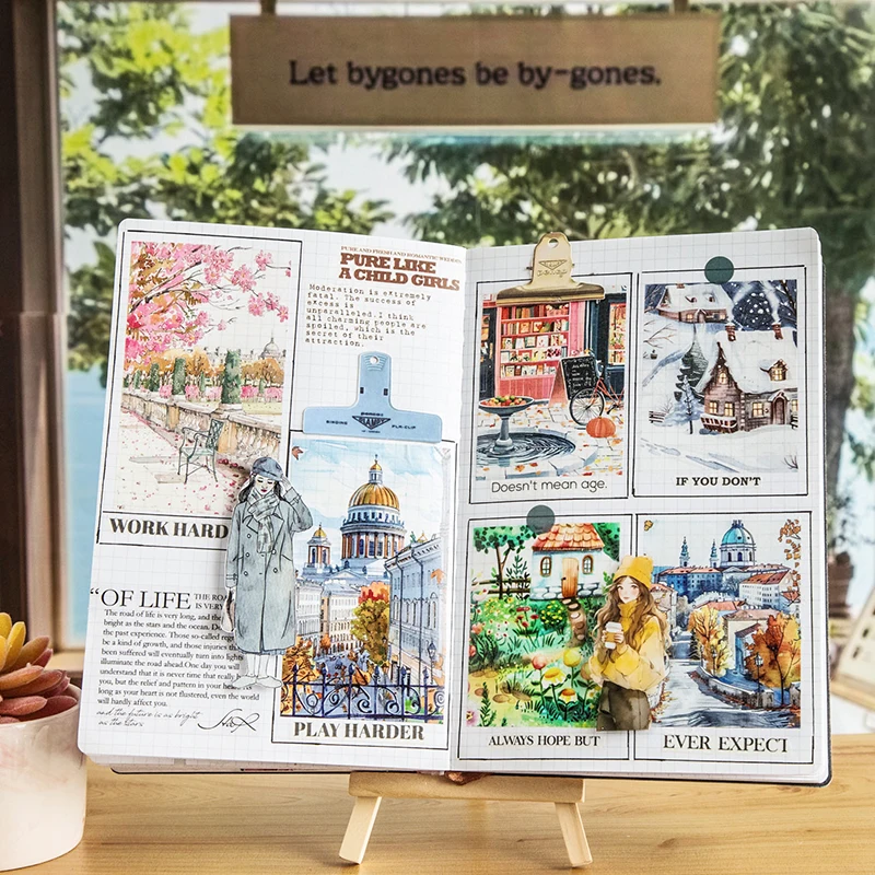 Journal GO 8x200cm Street View PET Tape Stickers Scrapbooking Collage Junk Journal diy Card Planner Masking Tape Stationery