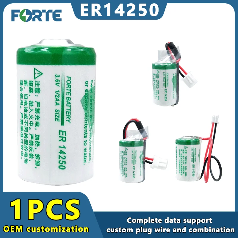 Genuine Forte ER14250 3.6V 1/2AA Primary Lithium Battery For PLC Servo Sbsolute Value Encoder Temperature Controller Probe