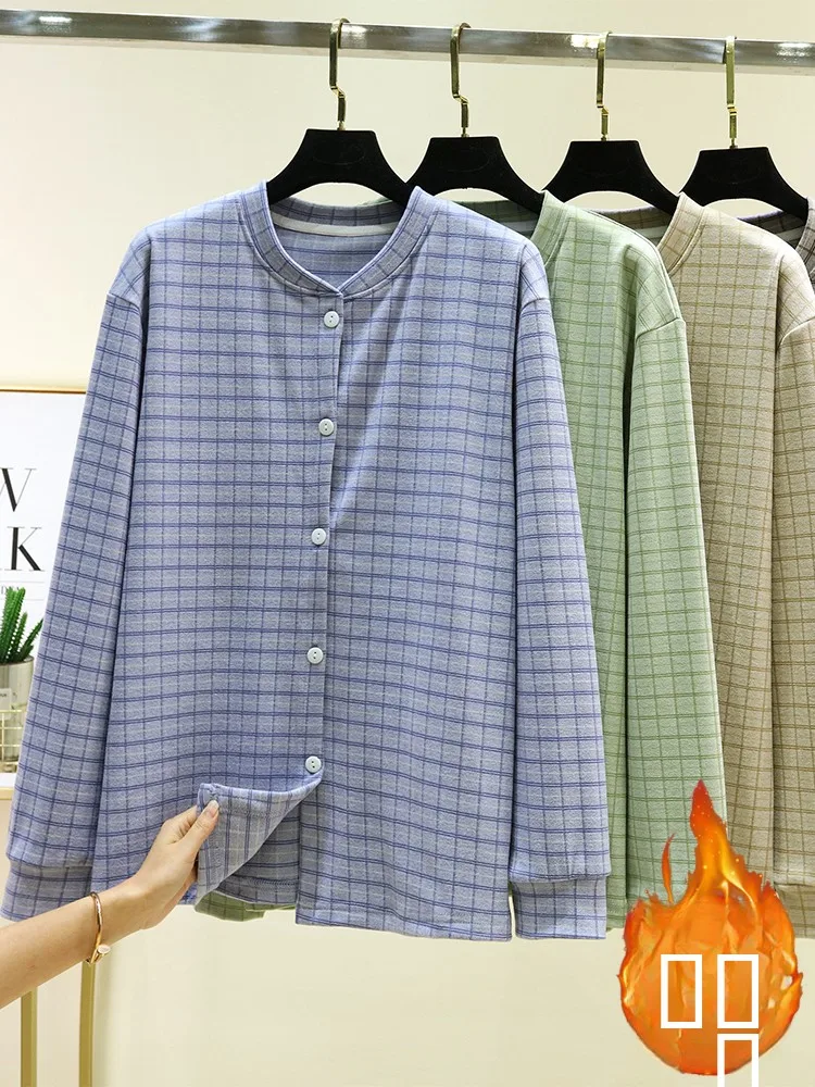 

Мужской теплый кардиган в клетку, зимний, утолщенный, для дома, длинный, на одной пуговице, с подкладкой, больших размеров, спортивный топ