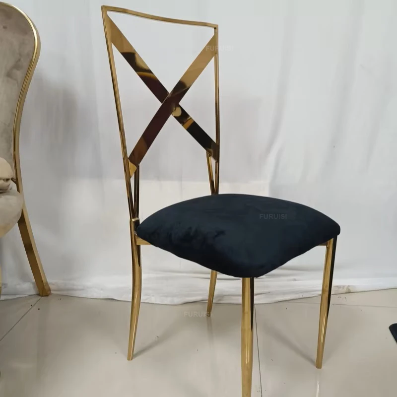 *Newest Design Cross Back Wedding Chairs Stainless Steel Silver or Gold Wedding Party Dining Chairs