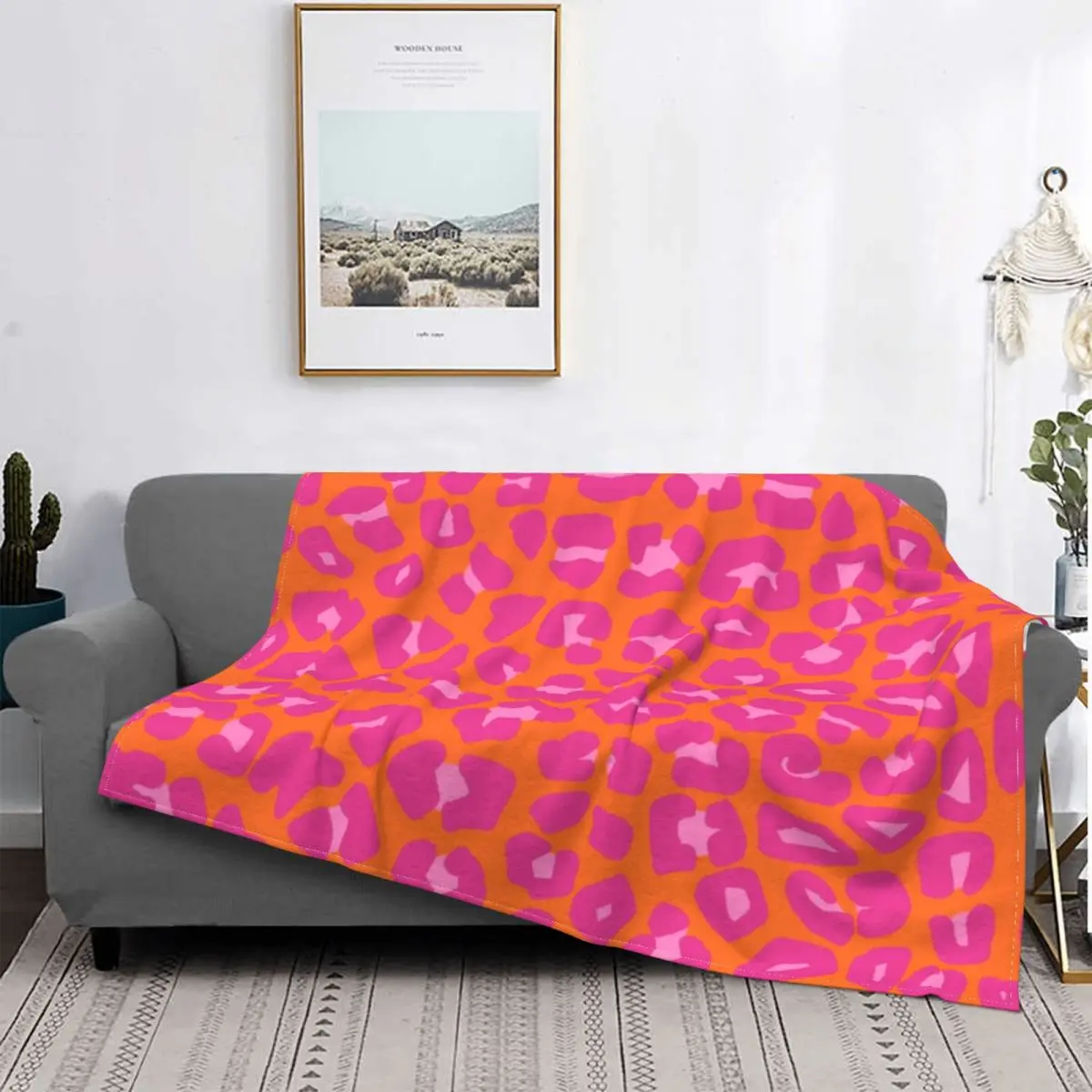 

Orange Pink Leopard Spots Print Blanket Flannel Printed Multi-function Ultra-Soft Throw Blankets for Bedding Car Bedding Throws