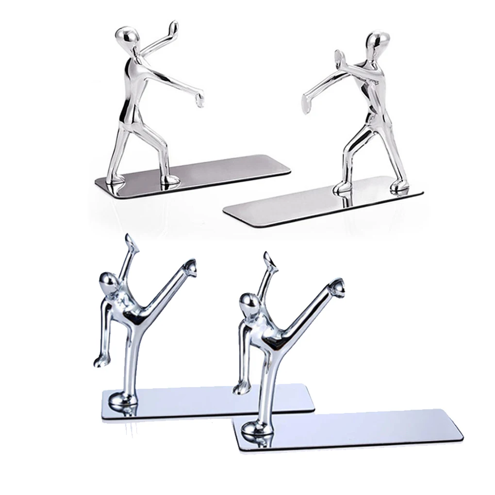 1 Pair Bookend Stainless Steel Book End Stand Magazines Stopper Support