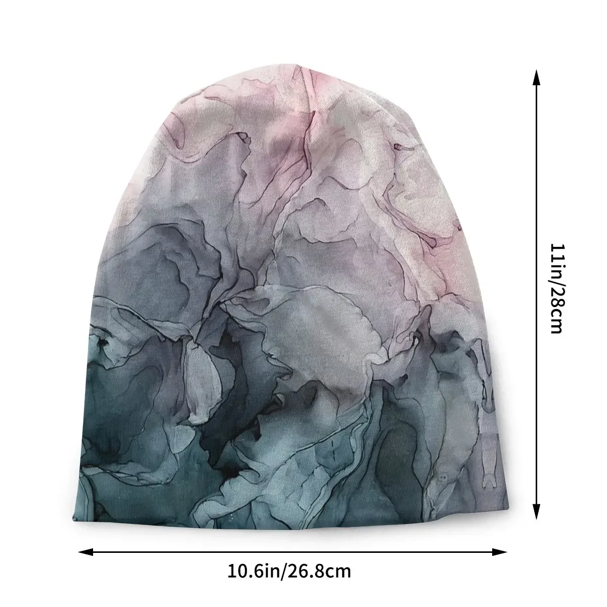 Blush And Payne's Grey Flowing Abstract Painting Autumn Female Warm Beanies Double Used Casual Bonnet Hats