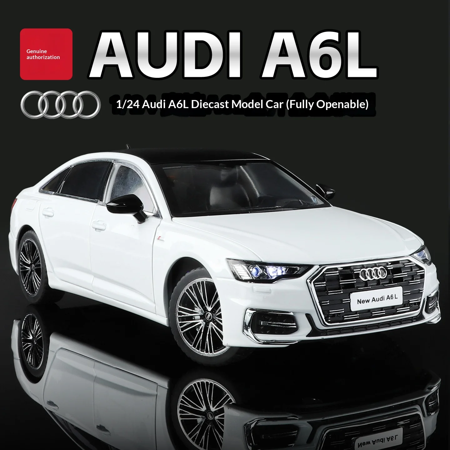 

Audi A6L car model 1:24 large simulated zinc alloy die-cast car model holiday gift collection ornaments boy toy