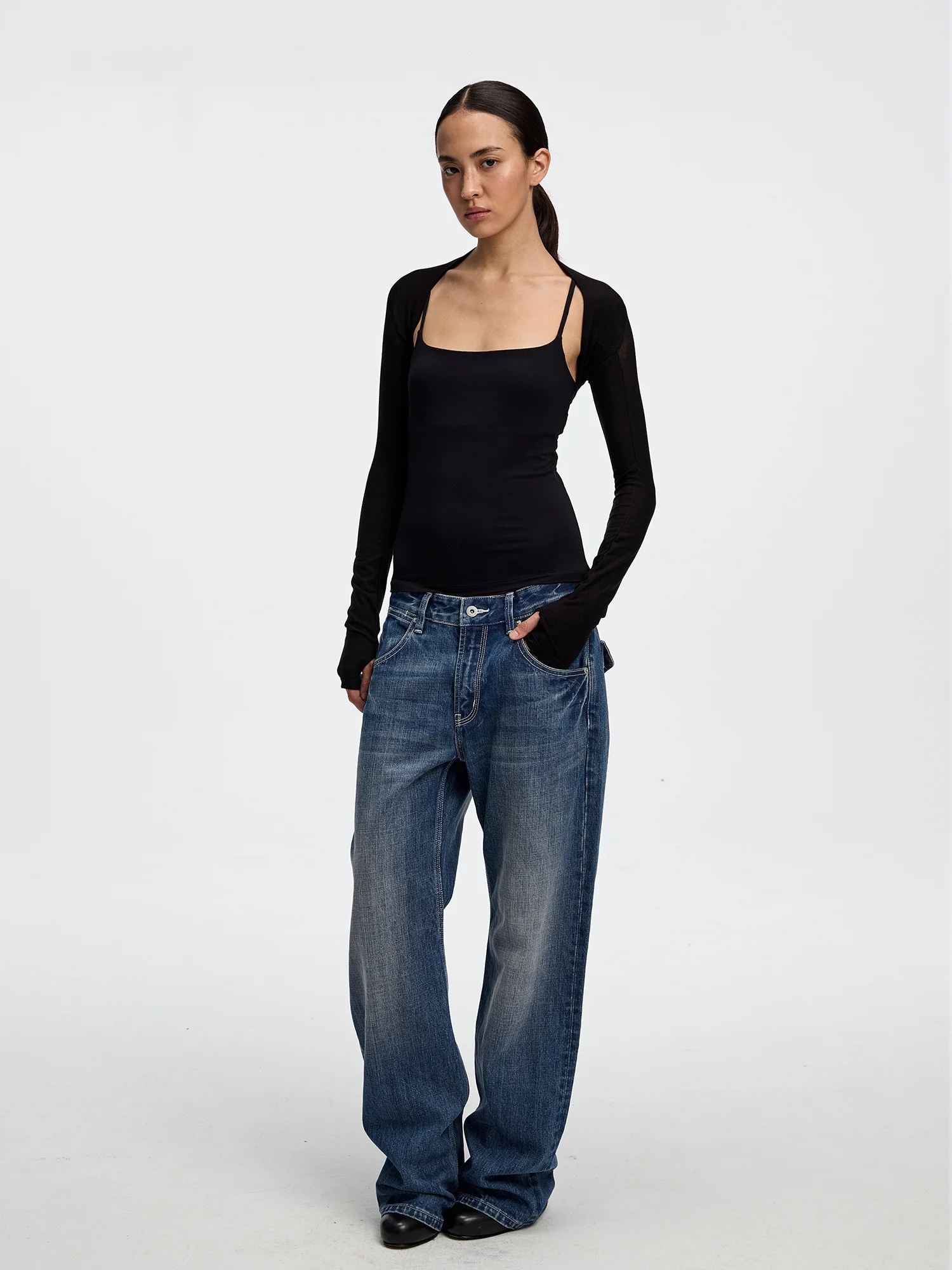 

Ретро джинсы Menger из плотного хлопкового денима с бамбуковой текстурой, темно-синие, большие размеры, прямой крой, повседневные