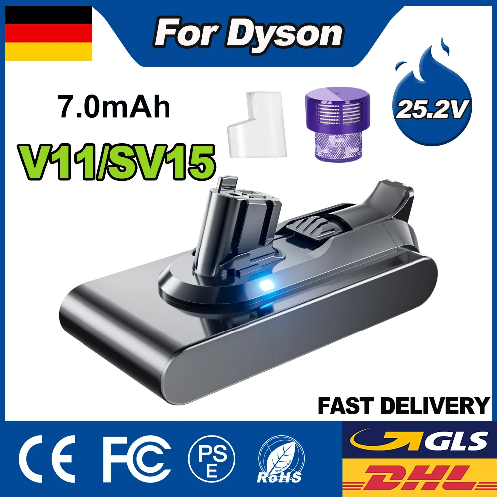 Pour Dyson V11 batterie 25.2V 7000mAh aspirateur batterie Rechargeable pour Dyson V11 série absolu Animal moelleux SV15 SV16