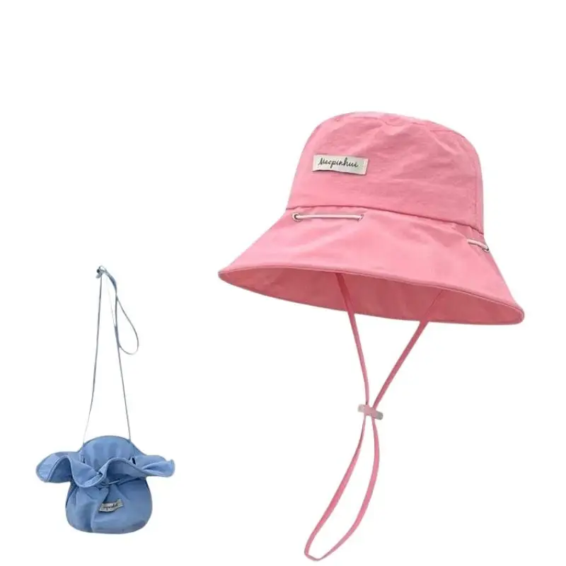 1 Stück Damen-Sommer-Sonnenhut, schnell trocknend, mit breiter Krempe, koreanischer Stil, ideal für Strand und Reisen, vielseitig einsetzbar, mit integrierter Tasche. – Detail 10