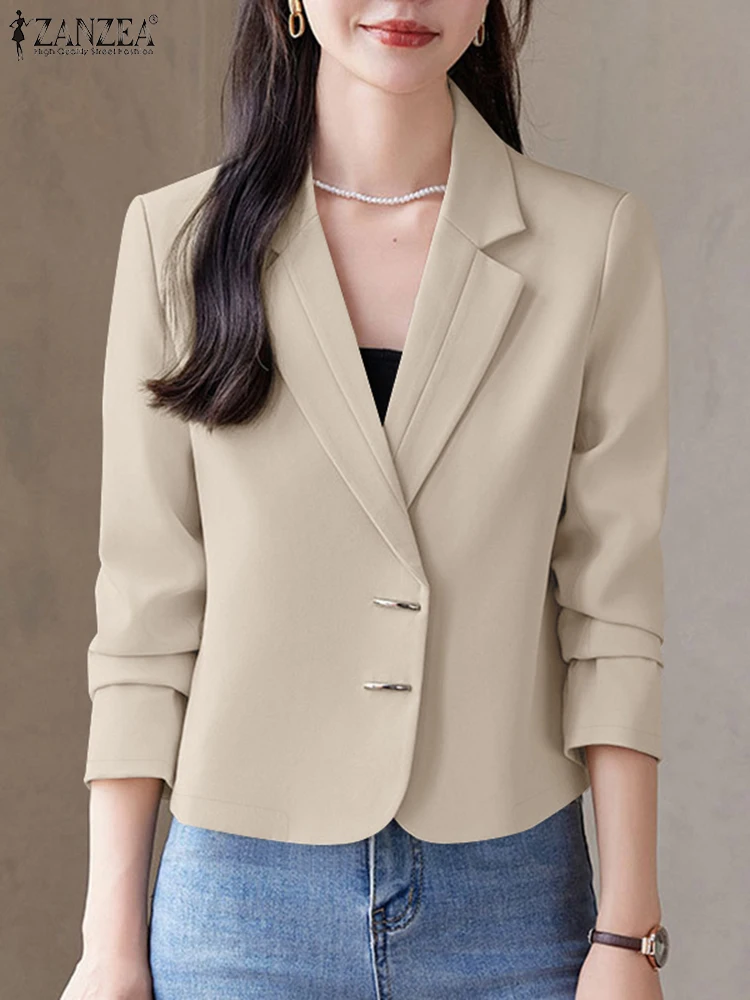 

Spring Elegant Lapel Neck Long Sleeve OL Suits 2024 Autumn Casual Outwear Solid Thin Jackets Coats ZANZEA Fashion Women Blazer