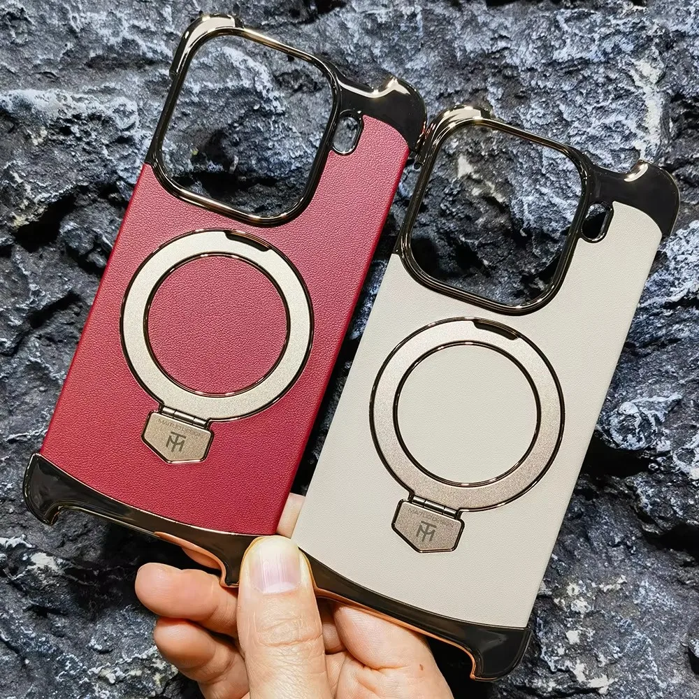 

High quality Leather Magnetic Ring Holder Shell Case For OPPO Find X9 Pro No Frames Edges Borderless Frameless