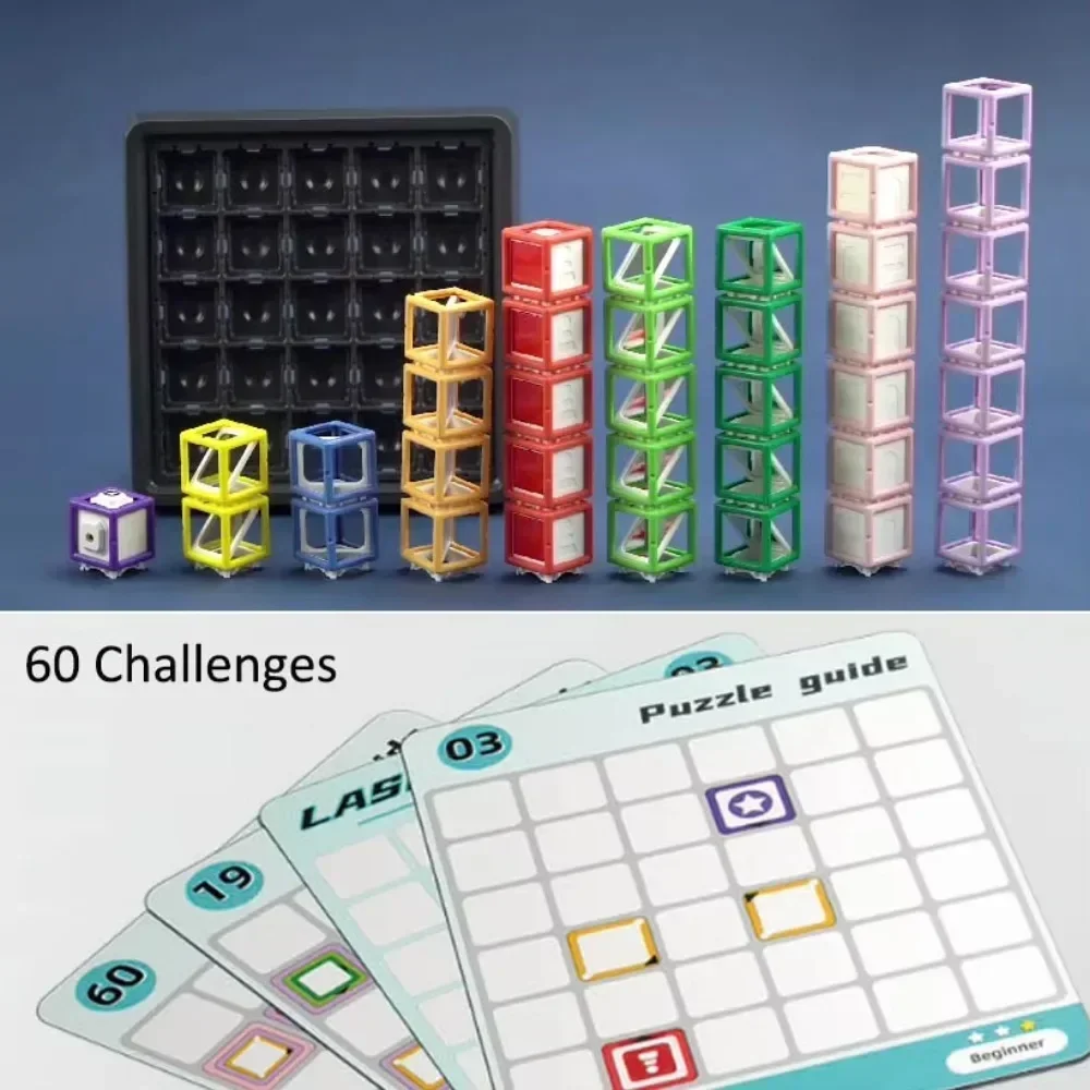 Laser Maze Stacking Educational for Kids 60 Levels Challenges STEM Toys Logic Thinking Training Board Game