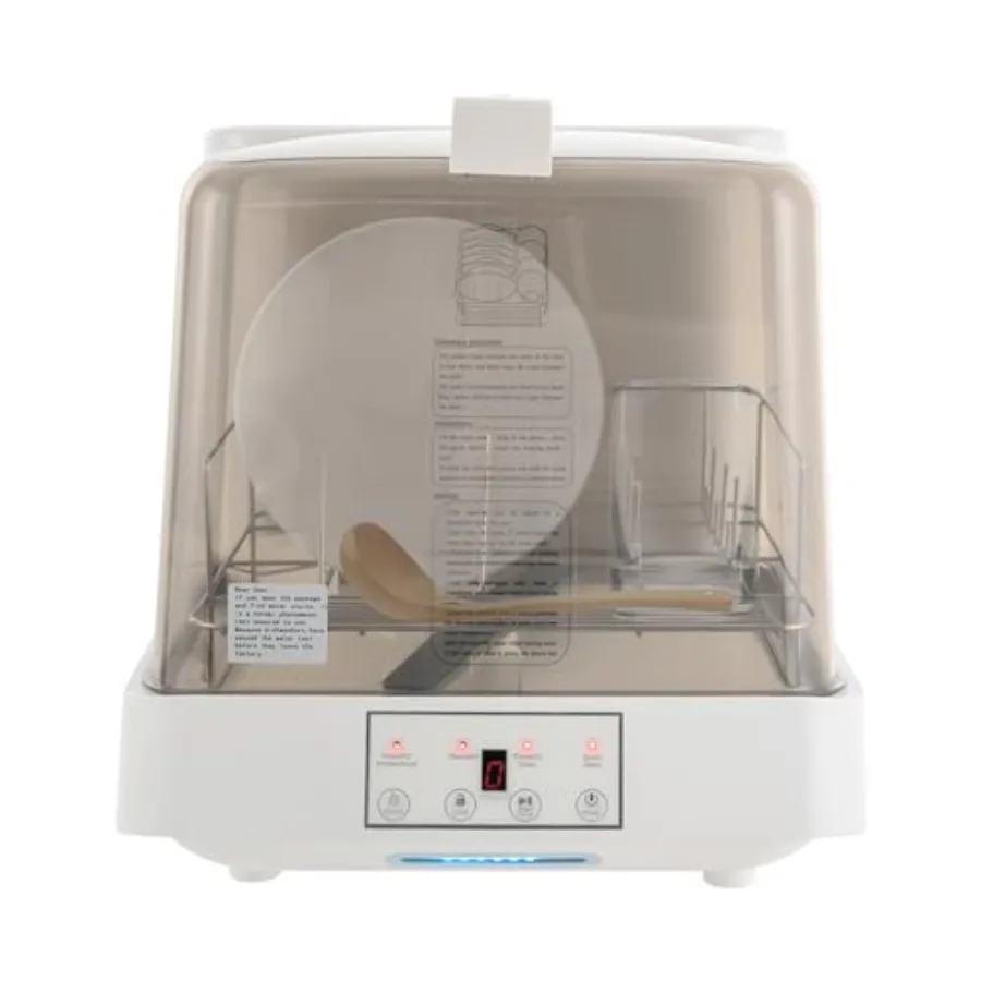 Lavavajillas Eléctrico Portátil de 800W para Encimera con Tanque y Manguera de Salida para Apartamentos, Dormitorios, Autocaravanas, Rotación de 360°, Control Táctil, 30 Mi