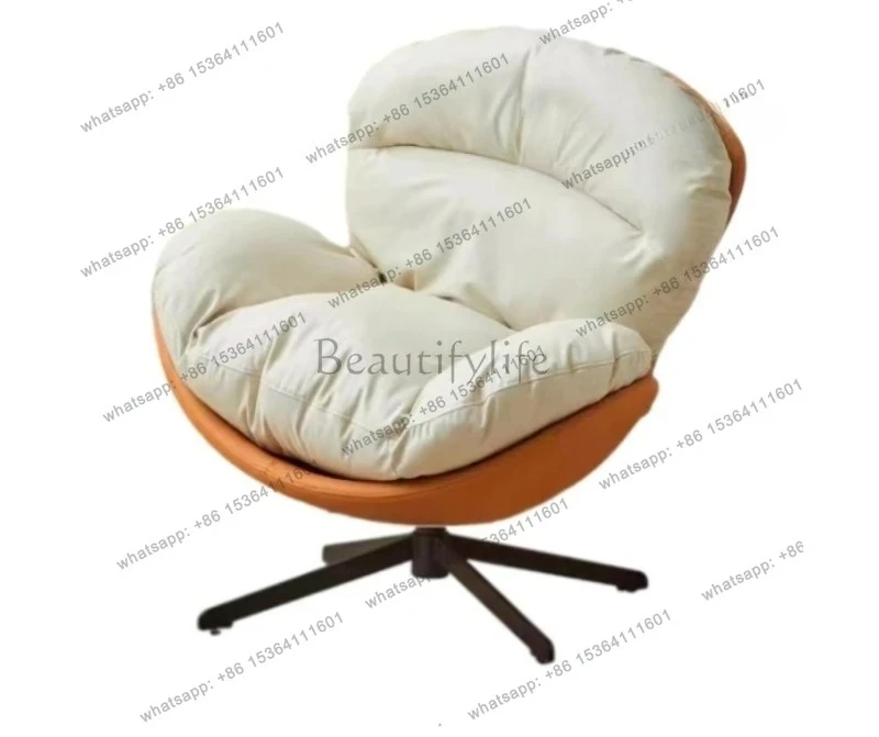 Leisure Swan Chair Swivel Chair Sofa Single Cat Claw Leather Sofa Chair Balcony Light Luxury Home