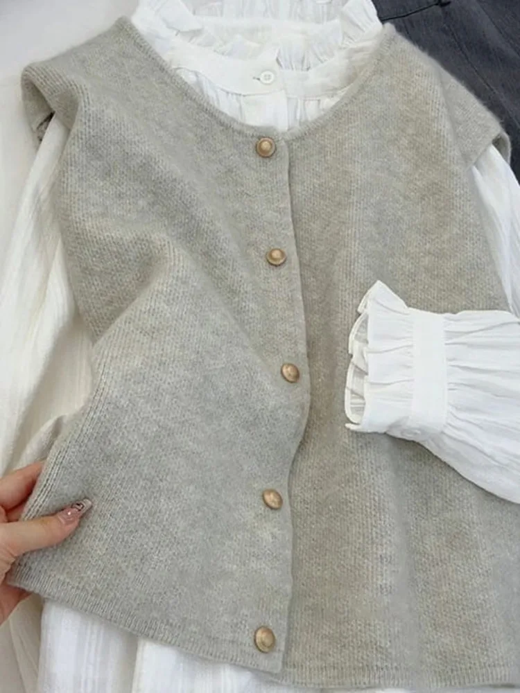 

Loose Fit plus Size Svel round Ne Vest Jaet Women's Outerwear Spring Slimming Faionable Single Button Korean Sl...