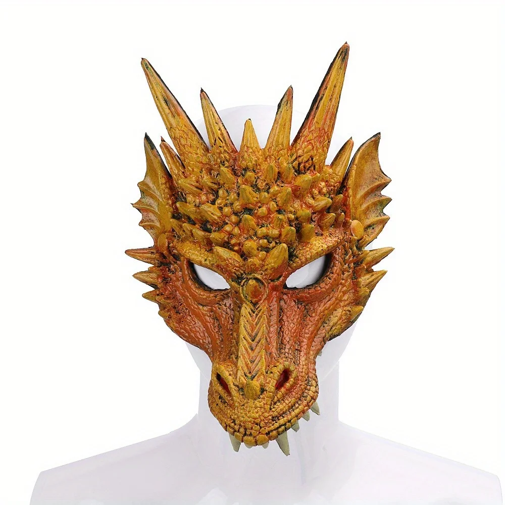 PU Foam Dragon Mask 3D Cosplay Accessory Carnival Party Masquerade Costume Prop for Men and Women