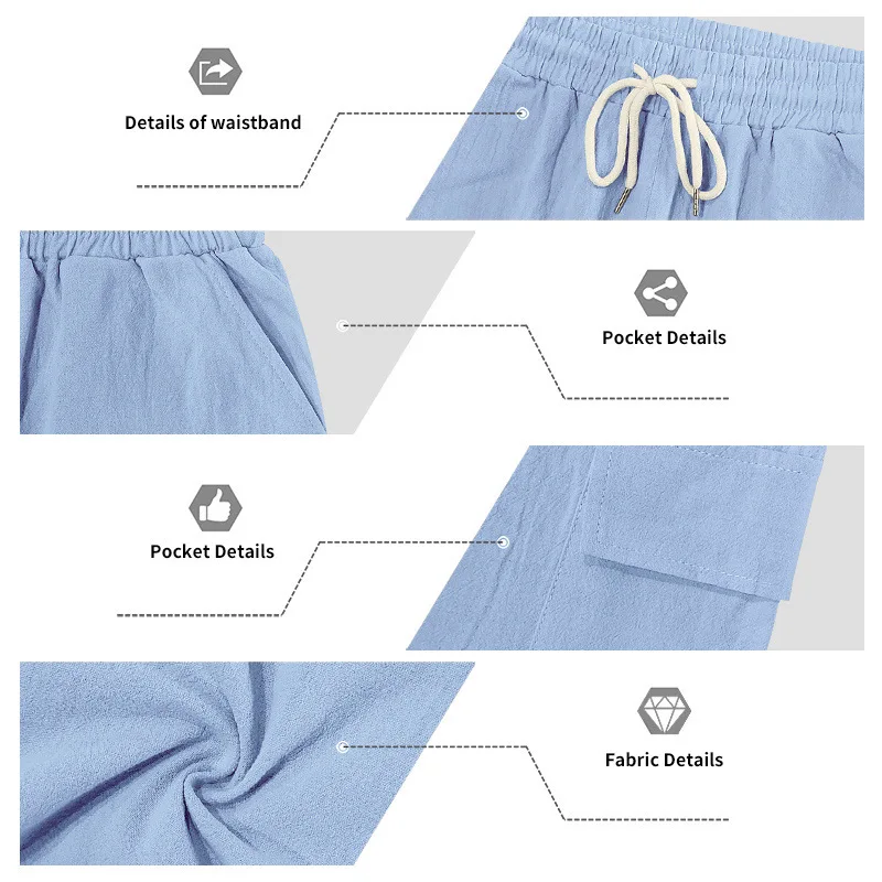 Amerikanische Multi-Pocket-Overalls für Herren, Outdoor-Sport und Freizeit, lockere, einfarbige Leinen-Overalls, Fünf-Punkt-Shorts – Detail 31